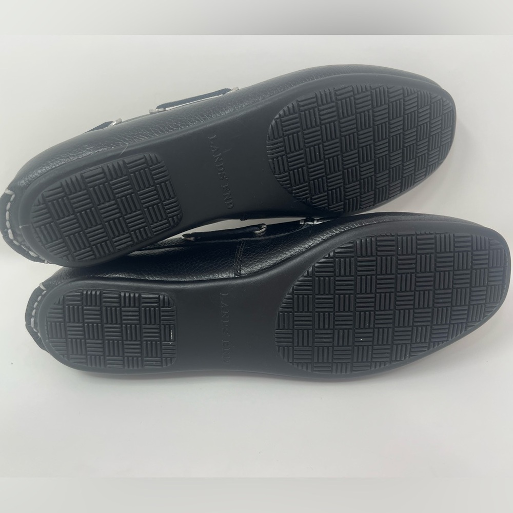 LANDS' END Loafers Joanne Classic Car Driver Shoes Black Leather Women's 7.5 NEW - Picture 7 of 9